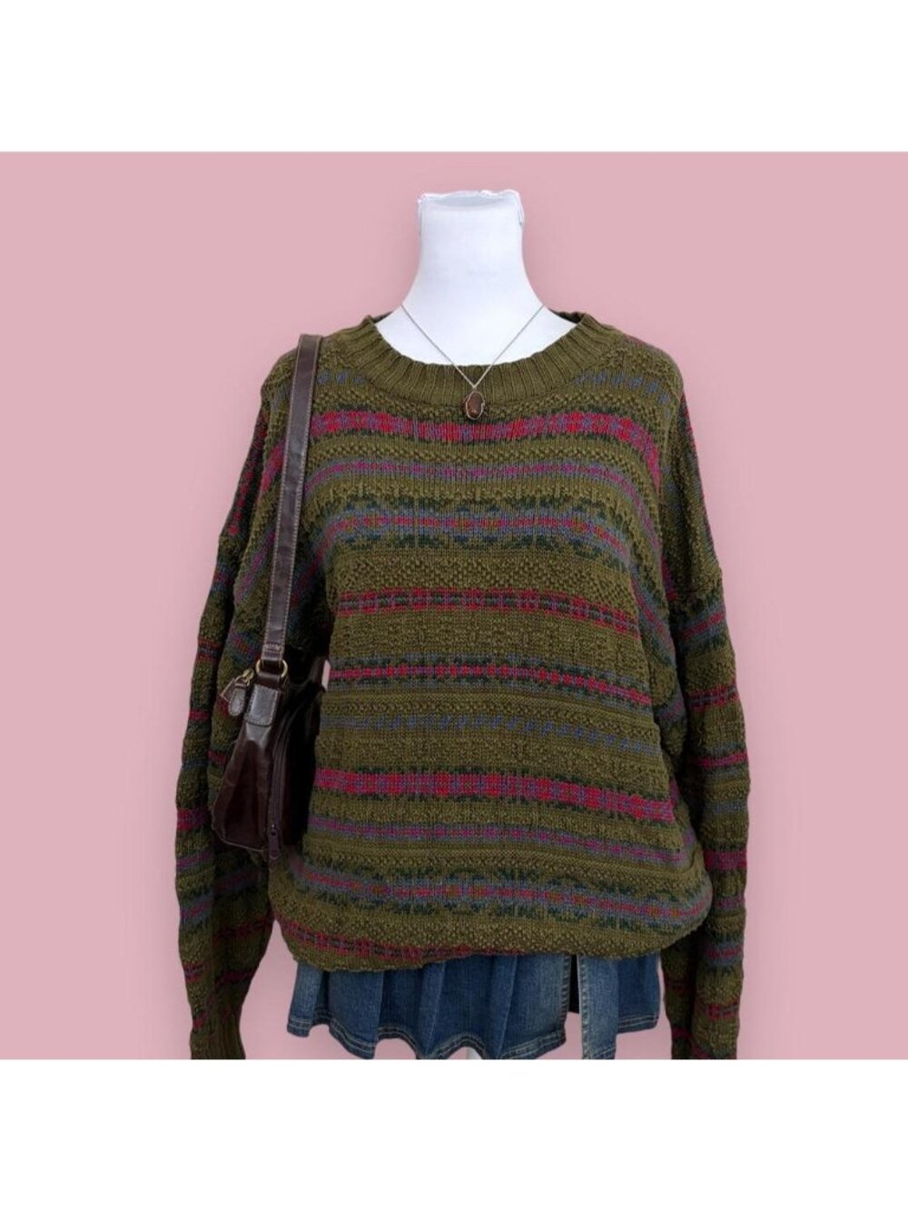 90s striped granola girl chunky sweater